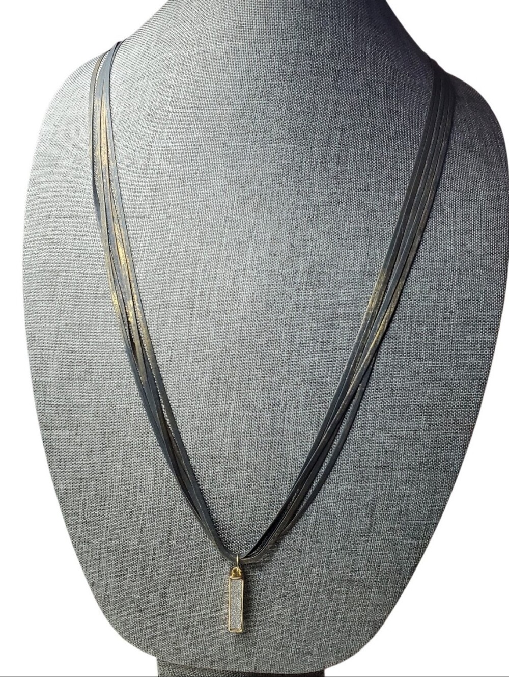 Vtg. RARE Long Distressed Black Gold Chain Necklace
